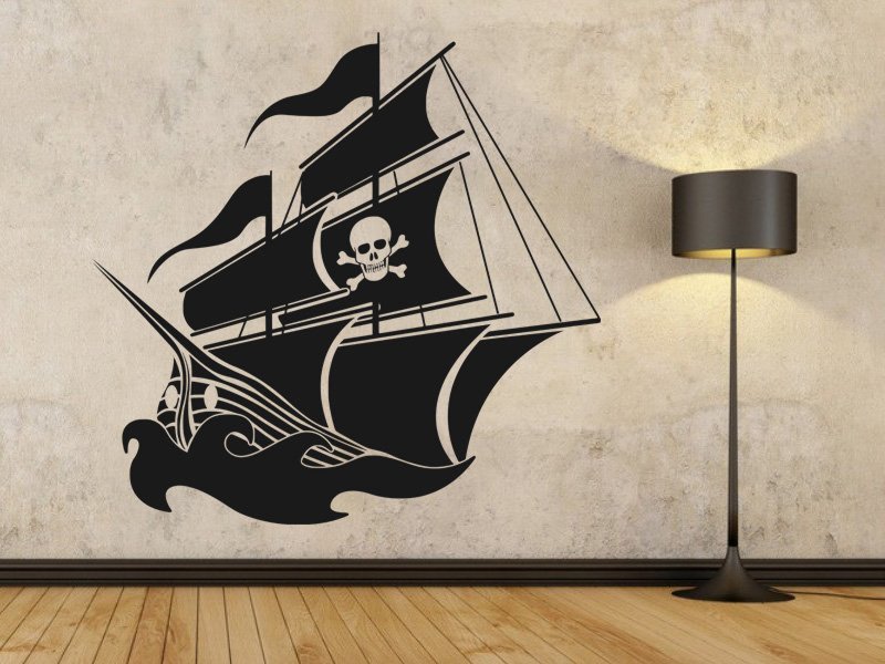 Samolepky na zeď Pirátská loď 001 - Samolepící dekorace a nálepka na stěnu
