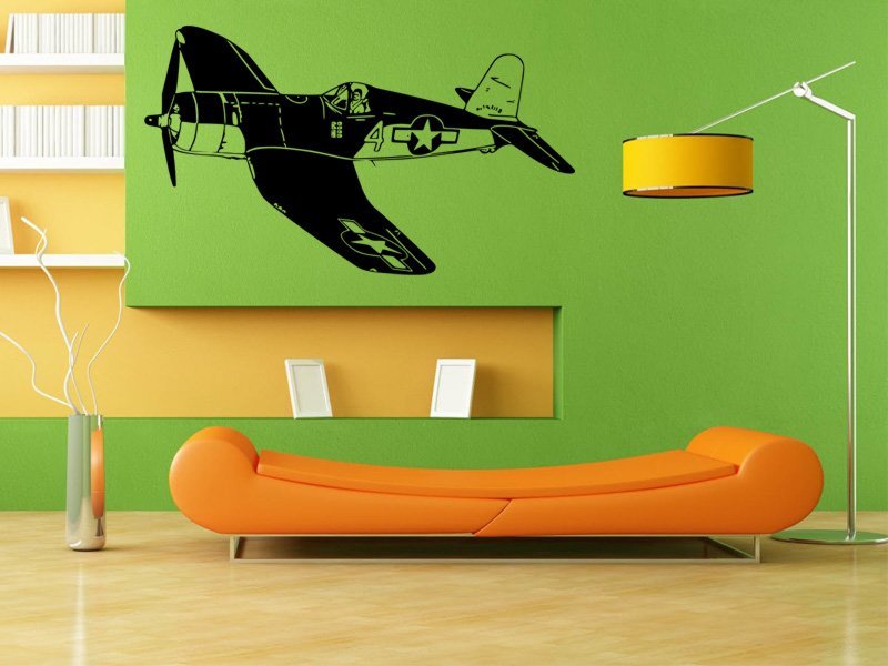 Samolepky na zeď Letadlo 014 - Samolepící dekorace a nálepka na stěnu