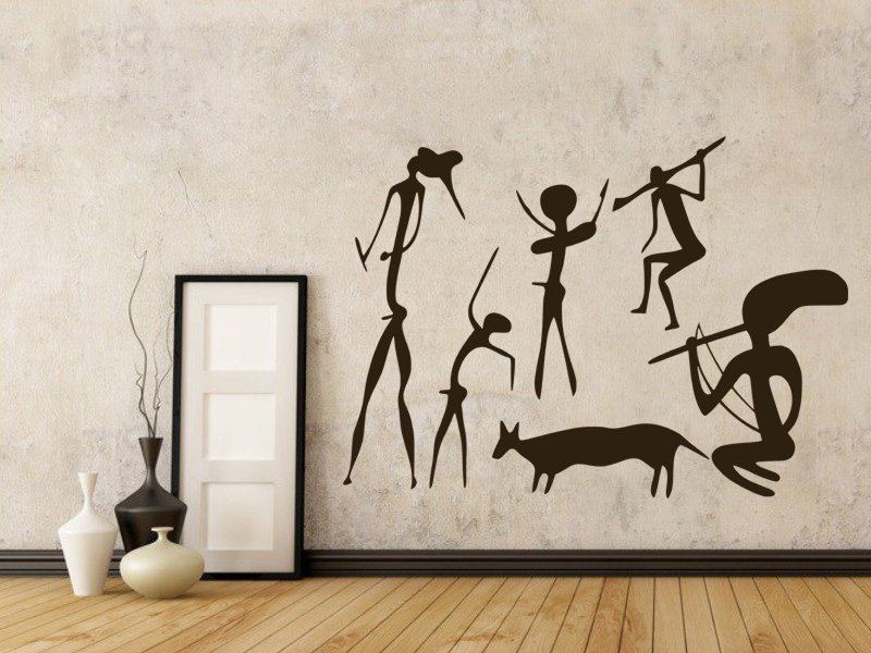 Samolepky na zeď Jeskynní lidé 001 - Samolepící dekorace a nálepka na stěnu