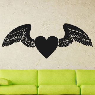 Nálepka na zeď Srdce s křídly 0268 - 264x100 cm