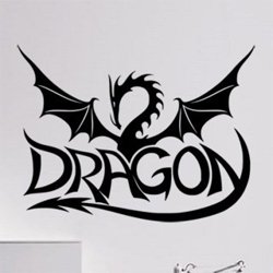 Samolepky na zeď Drak a nápis Dragon 1265