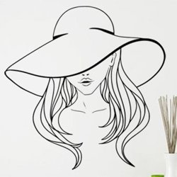 Samolepky na zeď Žena s kloboukem 1078