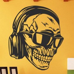 Samolepky na zeď Lebka DJe se sluchátky 1178